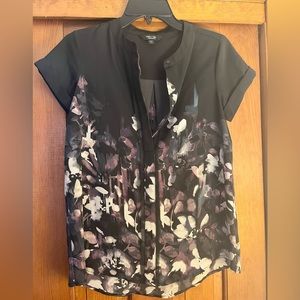 Black Flower Pattern Dress Shirt